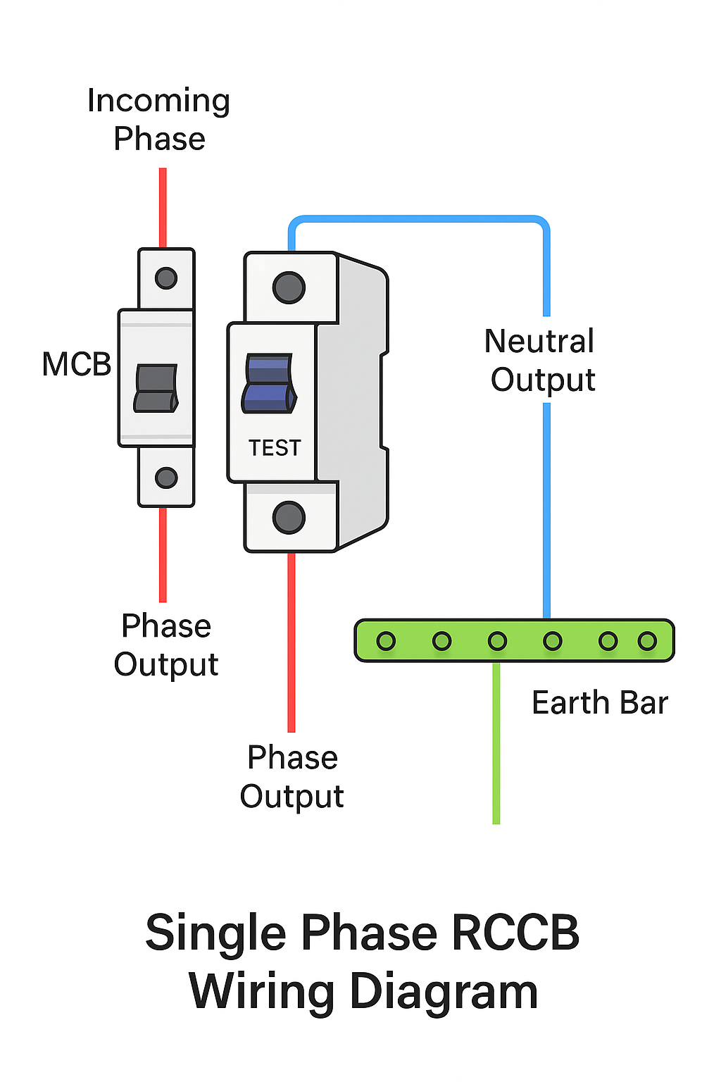 آموزش تخصصی نصب کلید محافظ جان (RCCB) + نقشه و نکات فنی کامل نقشه نصب کلید محافظ جان تک فاز (به همراه توضیح فنی کامل)