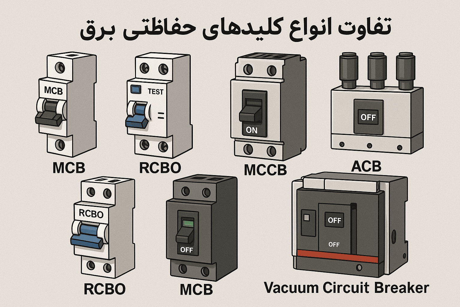 انواع کلیدهای حفاظتی و تفاوت آن‌ها – توضیح کامل، حرفه‌ای و قابل فهم